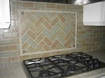 Handmade Tile Kitchen Backsplash with Honey Bees