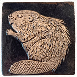 Beaver 4"x4" Ceramic Handmade Tile - Night Sky Glaze