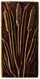 Cattails 4"x8" Ceramic Handmade Tile - Amber Brown Glaze
