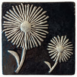 Daisies 4"x4" Ceramic Handmade Tile - Night sky Glaze