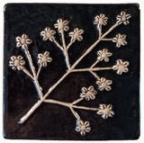 Delicate Floret 4"x4" Ceramic Handmade Tile - Night Sky Glaze