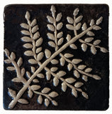 Fern 4"x4" Ceramic Handmade Tile - Night Sky Glaze 