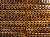 Leaves 1"x6" Border Ceramic Handmade Tiles - Amber Brown Glaze Grouping