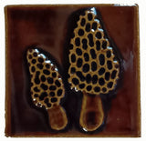 Morel 4"x4" Ceramic Handmade Tile - amber brown glaze