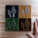Morel 4"x4" Ceramic Handmade Tile - multi glaze grouping