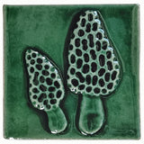 Morel 4"x4" Ceramic Handmade Tile - Leaf Green glaze