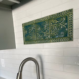 Birds On A Branch Triptych Three 6"x6" Ceramic Handmade Tiles With 1" Border - Leaf Green Glaze installation