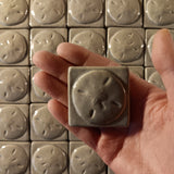 Sand Dollar 2"x2" Ceramic Handmade Tile - Celadon Glaze Size reference