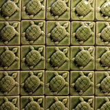 Turtle 2"x2" Ceramic Handmade Tile- Spearmint Glaze grouping