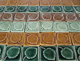 Aspen Leaf 2"x2" Ceramic Handmade Tile - Multicolor Grouping