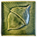 Acorn 4"x4" Ceramic Handmade Tile - Leaf Green Glaze