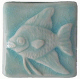 Angelfish 2"x2" Ceramic Handmade Tile - Pacific Blue Glaze