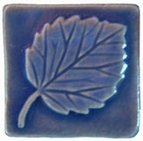 Aspen Leaf 2"x2" Ceramic Handmade Tile - Watercolor Blue