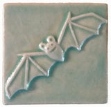 Bat 3"x3" Ceramic Handmade Tile - Pacific Blue Glaze