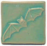 Bat 2"x2" Ceramic Handmade Tile - Pacific Blue Glaze
