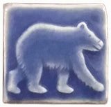 Bear 2"x2" Ceramic Handmade Tile - Watercolor Blue Glaze