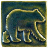 bear 4"x4" Ceramic Handmade Tile - Leaf Green Glaze