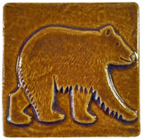 bear 4"x4" Ceramic Handmade Tile - Honey Glaze