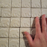Bear 2"x2" Ceramic Handmade Tile - White Glaze grouping