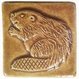 Beaver 2"x2" Ceramic Handmade Tile - Honey Glaze