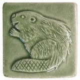 Beaver 2"x2" Ceramic Handmade Tile - spearmint glaze