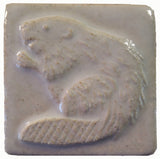 Beaver 2"x2" Ceramic Handmade Tile - white glaze