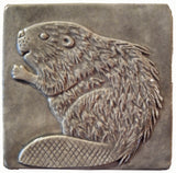 Beaver 4"x4" Ceramic Handmade Tile - Gray Glaze