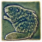 Beaver 4"x4" Ceramic Handmade Tile - Leaf Green Glaze