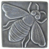 Honey Bee 4"x4" Ceramic Handmade Tile - Gray Glaze