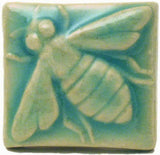 Honey Bee 2"x2" Ceramic Handmade Tile - Pacific Blue Glaze