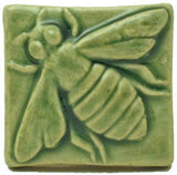 Honey Bee 2"x2" Ceramic Handmade Tile - Spearmint Glaze