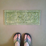 Birds On A Branch Triptych Three 6"x6" Ceramic Handmade Tiles With 1" Border - Spearmint Glaze Size Reference