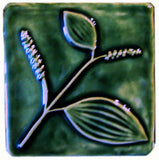 Black Pepper 4"x4" Ceramic Handmade Tile - Leaf Green Glaze