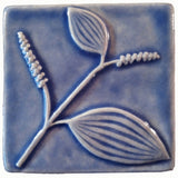Black Pepper 4"x4" Ceramic Handmade Tile - Watercolor Blue Glaze