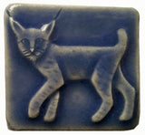 Bobcat 2"x2" Ceramic Handmade Tile - Watercolor Blue Glaze