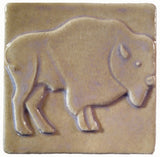 Buffalo facing right 4"x4" Ceramic Handmade Tile - Hyacinth Glaze