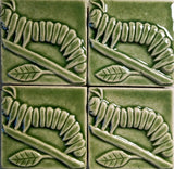Caterpillar 3"x3" Ceramic Handmade Tile - Spearmint Glaze Grouping
