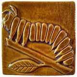 Caterpillar 4"x4" Ceramic Handmade Tile - honey glaze