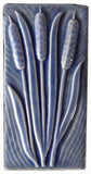 Cattails 3"x6" Ceramic Handmade Tile - Watercolor Blue