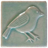 Chickadee 3x3 Handmade Ceramic Tile - Pacific Blue Glaze