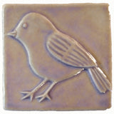 Chickadee facing left 4"x4" Ceramic Handmade Tile - Hyacinth Glaze