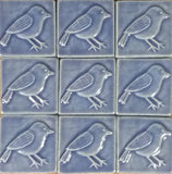 Chickadee 3x3 Handmade Ceramic Tiles - Watercolor Blue Glaze Grouping