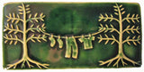 Clothesline 4"x8" Ceramic Handmade Tile - Leaf Green Glaze