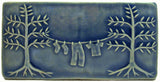 Clothesline 4"x8" Ceramic Handmade Tile - Watercolor Blue Glaze