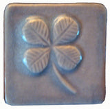 Four Leafed Clover 2"x2" Ceramic Handmade Tile - Celadon Glaze