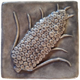 Corn 4"x4" Ceramic Handmade Tile - Gray Glaze