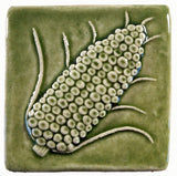 Corn 4"x4" Ceramic Handmade Tile - Spearmint Glaze