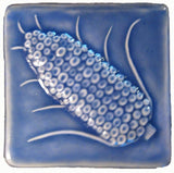 Corn 4"x4" Ceramic Handmade Tile - Watercolor Blue Glaze