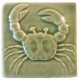 Crab 3"x3" Ceramic Handmade Tile - spearmint glaze