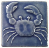 Crab 3"x3" Ceramic Handmade Tile - watercolor blue glaze